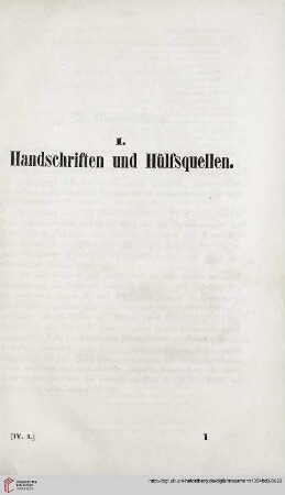 I. Handschriften und Hülfsquellen
