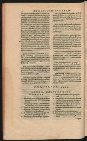 Consilium IIII. Materia Renunciationum.