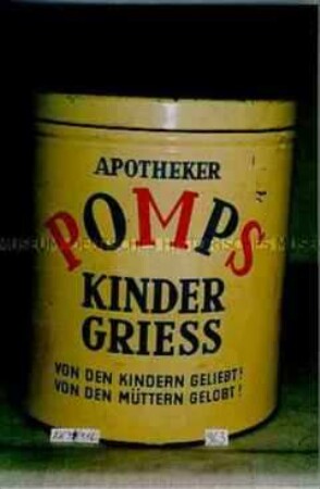Vorrats-Blechdose für "APOTHEKER POMPS KINDER GRIESS"
