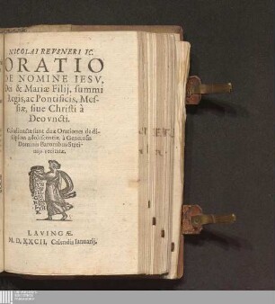 Nicolai Revsneri IC. Oratio De Nomine Iesv, Dei & Mariae Filij, summi Regis, ac Pontificis, Messiae, siue Christi à Deo vncti