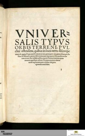 1. Vniversalis Typvs Orbis Terreni