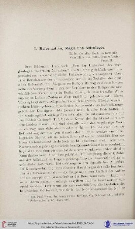 I. Reformation, Magie und Astrologie