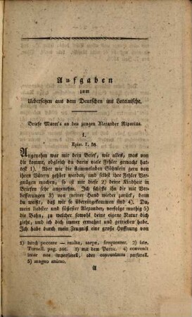 Aufgaben zum Uebersetzen aus dem Deutschen ins Lateinische : aus den besten neuern Lateinischen Schriftstellern gezogen