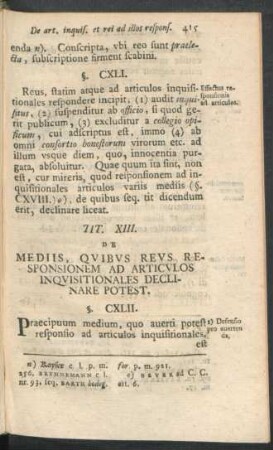 Tit. XIII. De Mediis, Quibus Reus Responsionem Ad Articulos Inquisitionales Declinare Potest