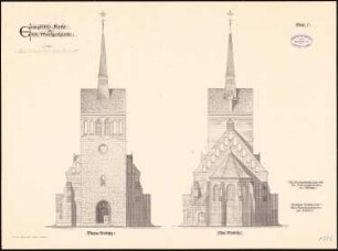 Evangelische Kirche, Alt-Markgrafpieske: Turmansicht, Choransicht 1:100