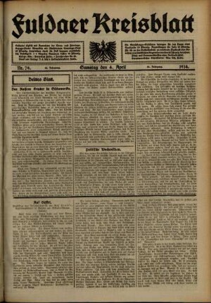 Dritte Ausgabe vom Samstag, den 04. April 1914.