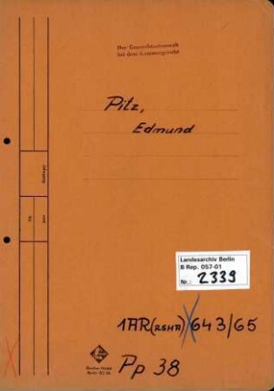 Personenheft Edmund Pitz (*02.10.1896), SS-Scharführer