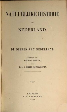 De Dieren van Nederland : Overzigt der gelede Dieren, 2
