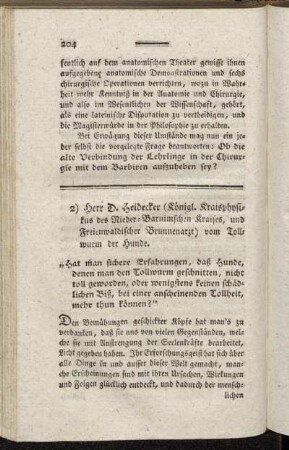 [ 2) Herrn Doktor Heidecker Abhandlung über die Hundswuth etc.]
