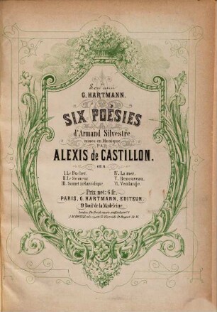 Six poésies d'Armand Silvestre : op. 8