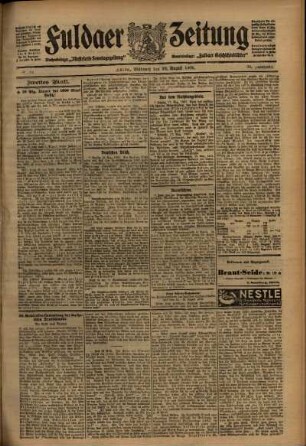 Zweite Ausgabe vom Mittwoch, den 18. August 1909.