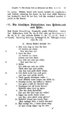 VI. Dei dänischen Volkslieder von Hildebrand und Hilde