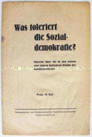 Propagandaschrift der SAP zur Spaltung der SPD