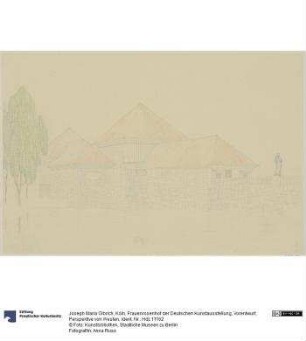 Köln, Frauenrosenhof der Deutschen Kunstausstellung, Vorentwurf, Perspektive von Westen