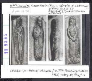 Hecklingen, Klosterkirche: Figuren vom Kämpfer des südöstl. Vierungspfeilers