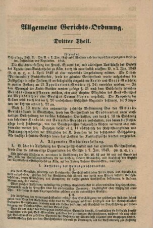 Allgemeine Gerichts-Ordnung. Dritter Theil.