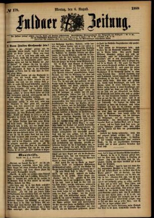 Ausgabe vom Montag, den 06. August 1888.