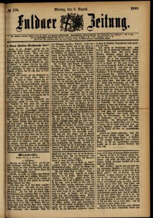 Ausgabe vom Montag, den 06. August 1888.
