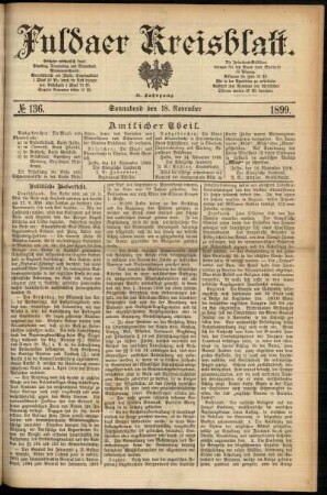 Erste Ausgabe vom Samstag, den 18. November 1899.