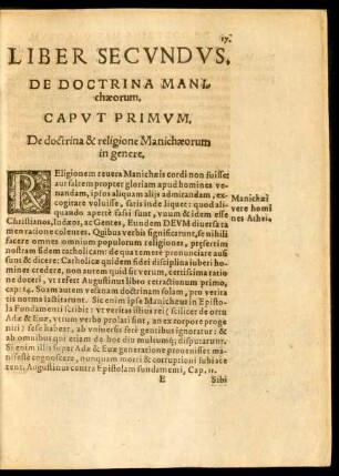 Liber Secundus. De Doctrina Manichaeorum.