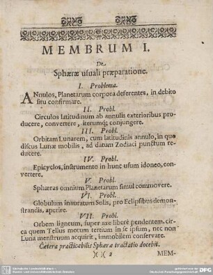 MEMBRUM I. De Sphaerae usuali praeparatione.