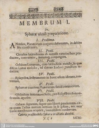 MEMBRUM I. De Sphaerae usuali praeparatione.
