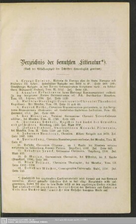 Verzeichnis der benutzten Litteratur