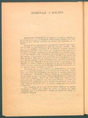 Homenaje a Balmes - [Nota editorial]