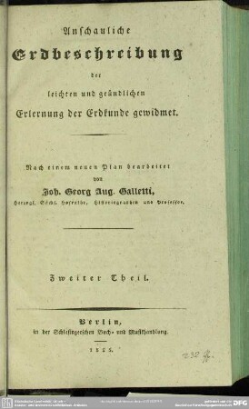2: Anschaulige Erdbeschreibung der leichten und gründlichen Erlernung der Erdkunde gewidmet