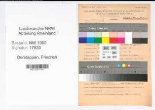 Entnazifizierung Friedrich Derstappen, geb. 03.06.1914 (Polizeibeamter)