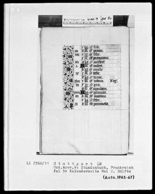 Lateinisch-französisches Stundenbuch (Livre d'heures) — Teilbordüre, Folio 5verso