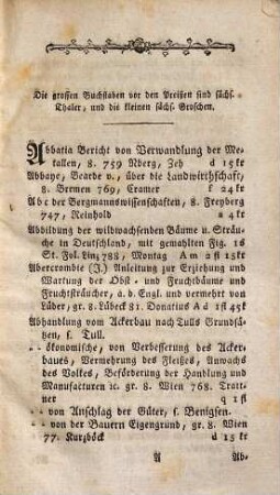 Versuch einer Handbibliothek der ökonomischen Litteratur : Mit Preißen nach Sächsischem und Reichsgeld, wie auch einem Materien-Register