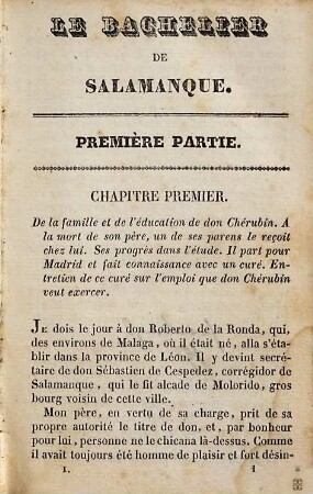 Le bachelier de Salamanque ou mémoires et aventures de Don Chérubin de la Ronda, 1