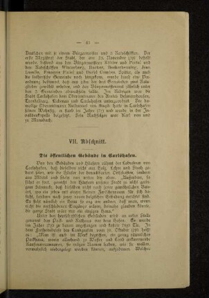 VII. Abschnitt. Die öffentlichen Gebäude in Carlshafen.