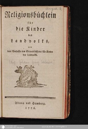 Religionsbüchlein für die Kinder des Landvolks