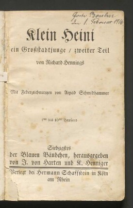 T. 2: Klein-Heini, ein Großstadtjunge : Geschichten aus dem Leben eines sechsjährigen Jungen erzählt für andere kleine Jungen und Mädchen