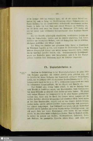 IX. Papierfabrikation etc.