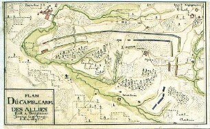 WHK 9 Reichs- und Französischer Krieg von 1688-1697 bis zum Frieden von Ryswick: Plan der Feldlager der Alliierten bei Ophan-Bois-Seigneur-Isaac, 8. Mai 1697