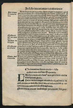 In inventione sancte crucis: et festo exaltationis eiusdem Sequentia.