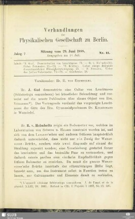 Nr. 11. Sitzung vom 29. Juni 1888