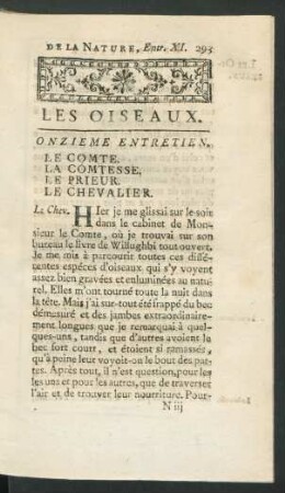 Onzieme entretien. Les Oiseaux.