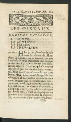 Onzieme entretien. Les Oiseaux.