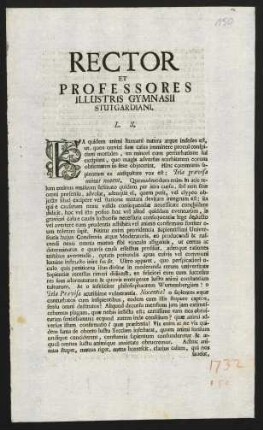 Rector et professores Regii Gymnasii Illustris Stuttgartiani l.l.s.p.d.