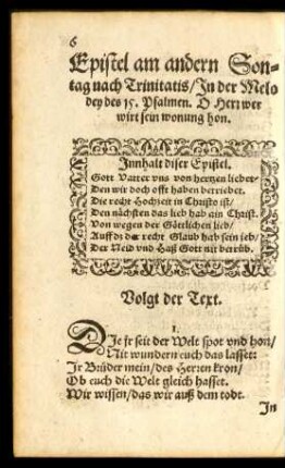 Epistel am andern Sontag nach Trinitatis ...