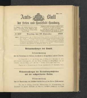 No.237, Dienstag, den 30. September 1919
