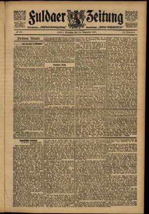 Dritte Ausgabe vom Samstag, den 14. Dezember 1907.