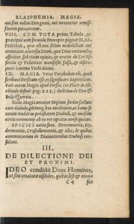 III. De Dilectione Dei Et Proximi.