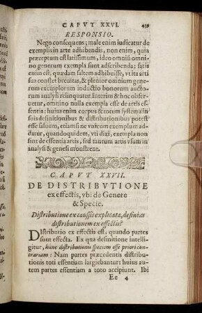Caput XXVII. De Distributione ex effectis, ubi de Genere & Specie.