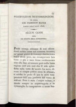 Osservazioni Meteorologiche Fatte nell' anno 1828.