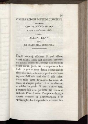 Osservazioni Meteorologiche Fatte nell' anno 1828.